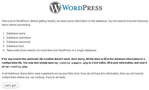 Установка WordPress шаг два.