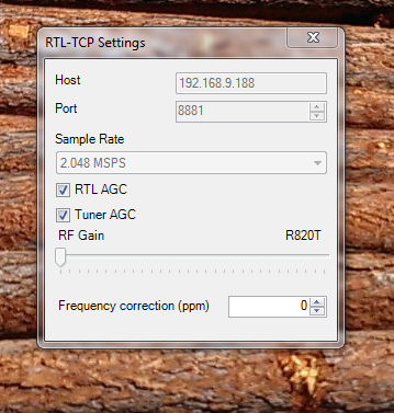 Настройка RTL-SDR/TCP.